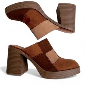 Universal Thread TESS 70’s Inspired Retro Brown Patchwork Mules Clogs NWT 9.5